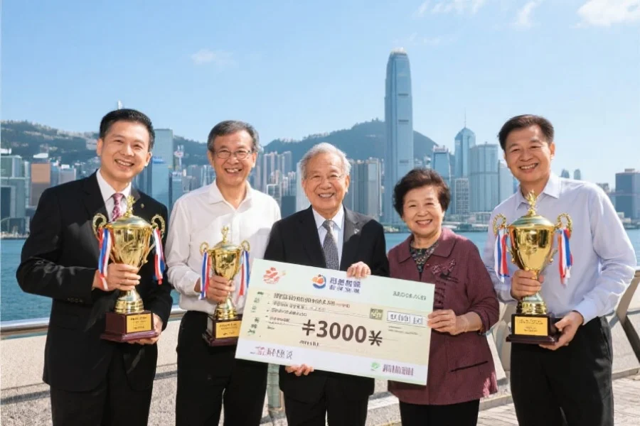 香港六合彩中奖者合影