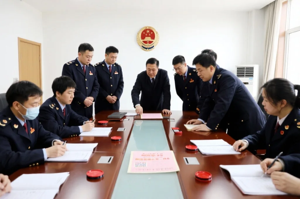 官员和公证人核对开奖结果